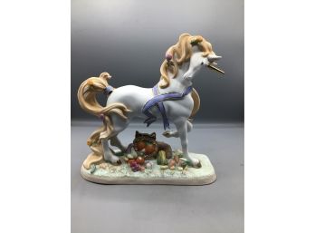 2005 Princeton Gallery - Autumn Harvest Unicorn - Fine Porcelain Hand Painted Figurine