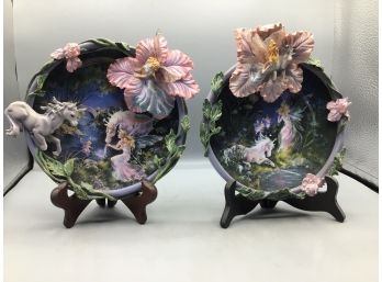 The Bradford Exchange 2002 Resin 2nd/5th Issue In The Fairy Dust Dreams Collection Decorative Plates - 2 Total