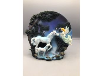 Unicorn Resin Decorative Plate With Stand