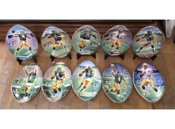 1997/1998 Bradford Exchange - Brett Favre Collection - Decorative Plates With Plate Stands - 10 Total
