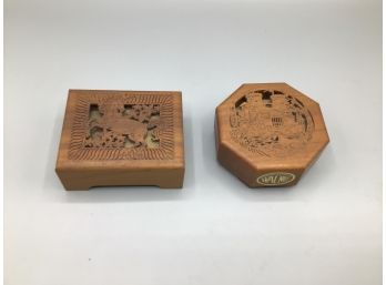Lasercraft Genuine Walnut Music Boxes - 2 Total