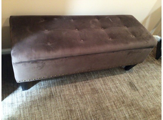 Brown Cushioned Upholstered Storage Bench