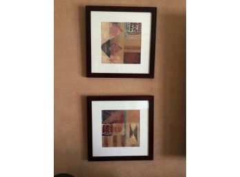 Artist Signed McGee Abstract Framed Art Prints - Set Of Two
