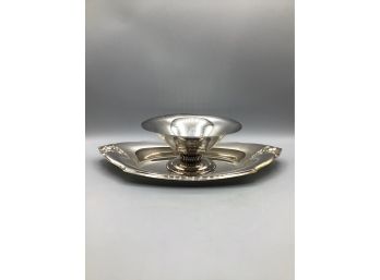Webster Wilcox International Silver Company Serving Tray & Hand Made In Denmark Silver Raised Dish