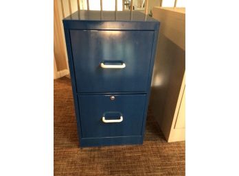 Blue Metal Two Drawer File Cabinet