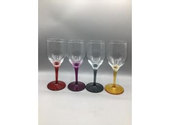Colored Stem Wing Glass Set - Set Of 12