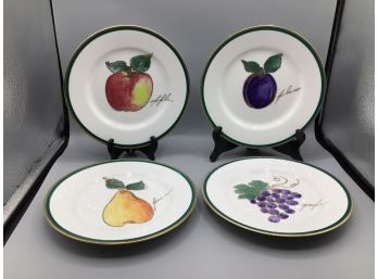 Crate & Barrel Ceramic Decorative Fruit Plates - Set Of Four