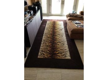 Tiger Print With Brown Border Area Rug / Runner