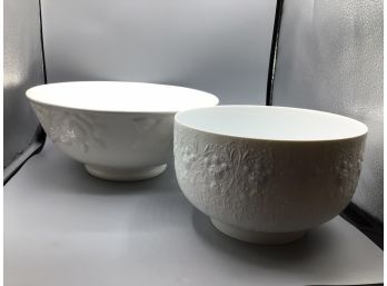 Embossed Ceramic Decorative Bowls - Set Of Two