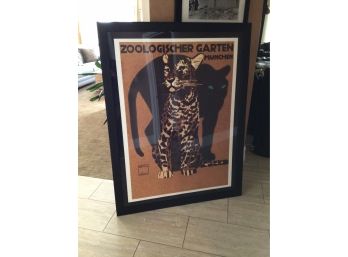 Ludwig Nohlwein 'Zoologischer Garten Mnchen' Leopard Framed Lithograph With Certificate Of Authenticity