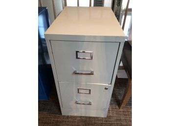 Metal Putty Colored Two Drawer File Cabinet