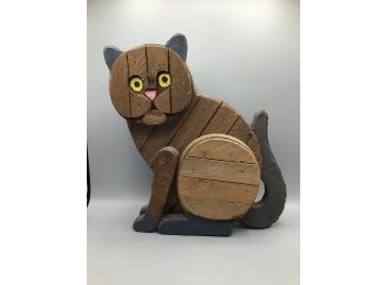 Wooden Cat Decor Sculpture