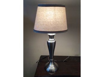 Oval Shade Silver Tone Table Lamp