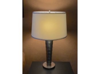 Silver Tone Notch Design Table Lamp