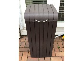 Brown Plastic Outdoor Lidded Garbage Can
