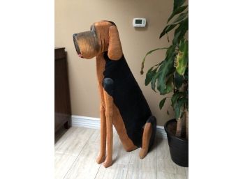 Handmade Decorative Over Sized Wooden Dog Sculpture