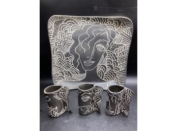 Mia Tyson Clay Art Pottery Tray & Cups