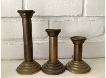 Metal Candlestick Holders - Assorted Sizes Set Of 3