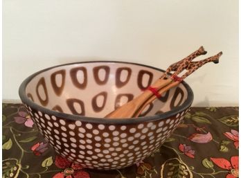 Home Goods Bowl With Giraffe Spoon/fork Set - For Decorative Purpose Only