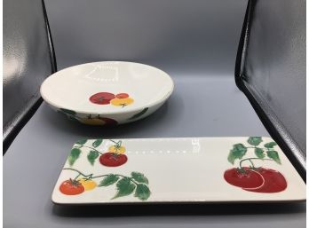 Sonoma Life  Style Tomato Decorated Bowl & Tray