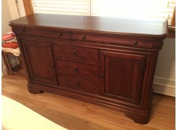 Macy's Contemporary Solid Wood Credenza Buffet 2 Door 5 Drawers