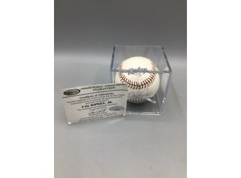 Cal Ripken Jr. 2007 Signed Baseball In Plastic Display Case With Letter Of Authenticity
