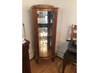 Mirrored Curio Display Cabinet With Key And 3 Glass Shelves