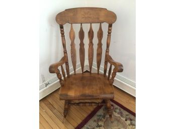 Solid Wood Vintage Rocking Chair With Engraved Design