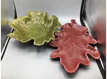 Harvest Ceramic Leaf Dishes - Set Of Two