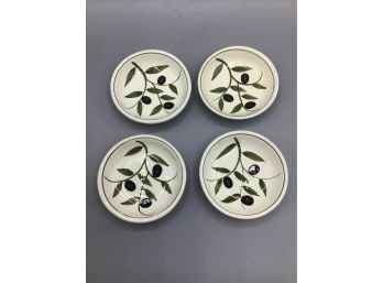 Harry And David Hand Painted Olive Ceramic Dishes - Set Of Four