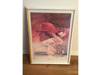 1985 Wheaties Pete Rose/Ty Cobb 4192 Hits Baseball Signed Buttram Framed Poster