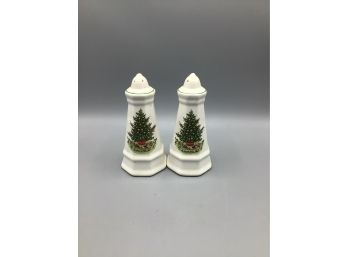 Ceramic Vintage Christmas Tree Decorated Salt & Pepper Shakers