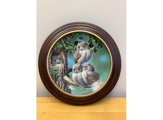 Edwin M. Knowles 'peek-a-whoo-screech Owls' Fine China Plate By Joe Thornburgh