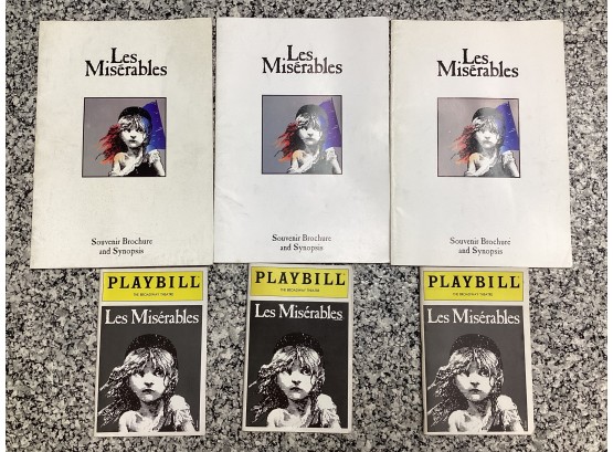 Les Miserables Programs & Playbills - Set Of 3 Each