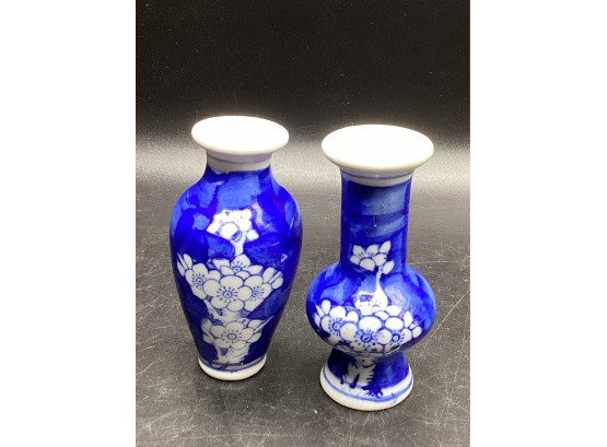 Ceramic Blue Small Vases - Set Of 2