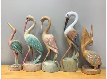 Wood Bird Table Decor - Assorted Set Of 5