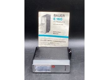 Bauer E-160 Ultrablitz Electronic Camera Flash Unit & MANUAL - Power Cord Not Included