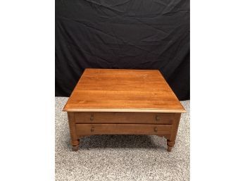 Ethan Allen Wood Coffee Table With 2 Drawers