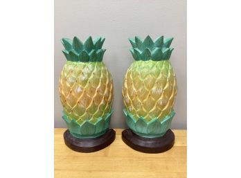 Wood Pineapple Bookends - Set Of 2