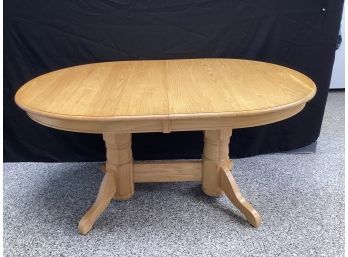 Wood Oval Dining Table With Double Pedestal