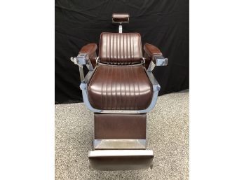 Belmont Barber Chair Brown Leather - Vintage