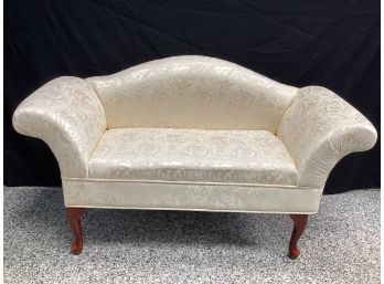 Sophisticated Queen Anne Style Camelback Love Seat Settee Ivory Fabric Covered