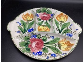 Hand Painted Floral 4-sectioned Plate From Italy