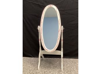 Dressing Oval Floor  Mirror With Floral/ribbon Motif Adjustable