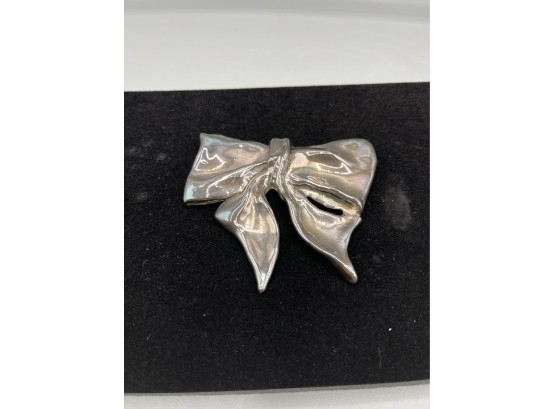 Sterling Silver Bow Style Brooch - Made In Israel - 1.17OZT