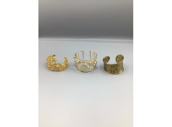 Gold-tone Costume Jewelry Bangles - 3 Total