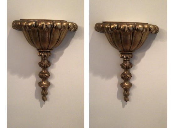 Handcrafted Plaster Gilded Style Wall Sconces - 2 Total