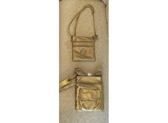 B Makowsky Faux Leather Gold-tone Crossbody Bags - 2 Total