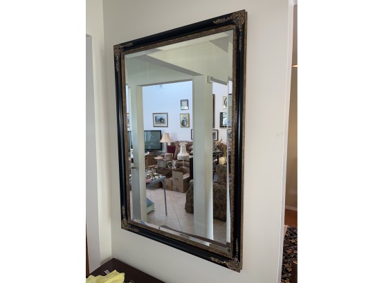 Black / Gold Tone Wood Framed Wall Mirror