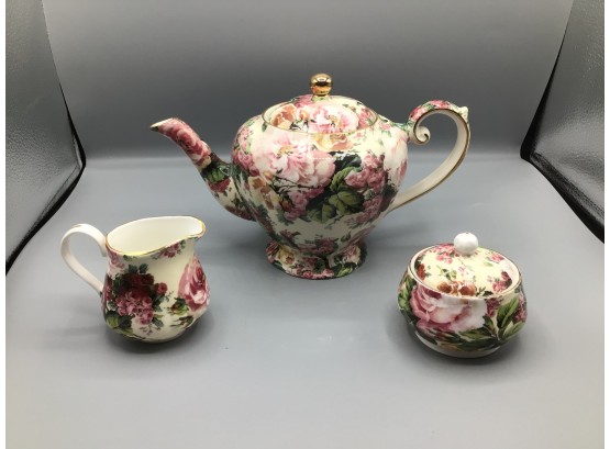 Arthur Wood And Son Royal Patrician Floral Pattern Fine Bone China Tea Set - 3 Pieces Total